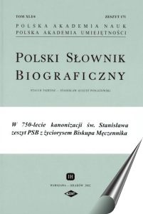 Okładka Polskiego Słownika Biograficznego z. 171 (tom XLI/4)